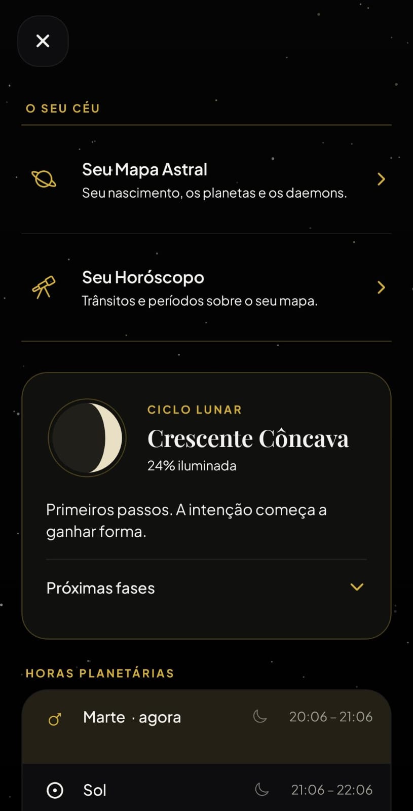 Ciclo lunar, mapa astral e horóscopo no Lucify